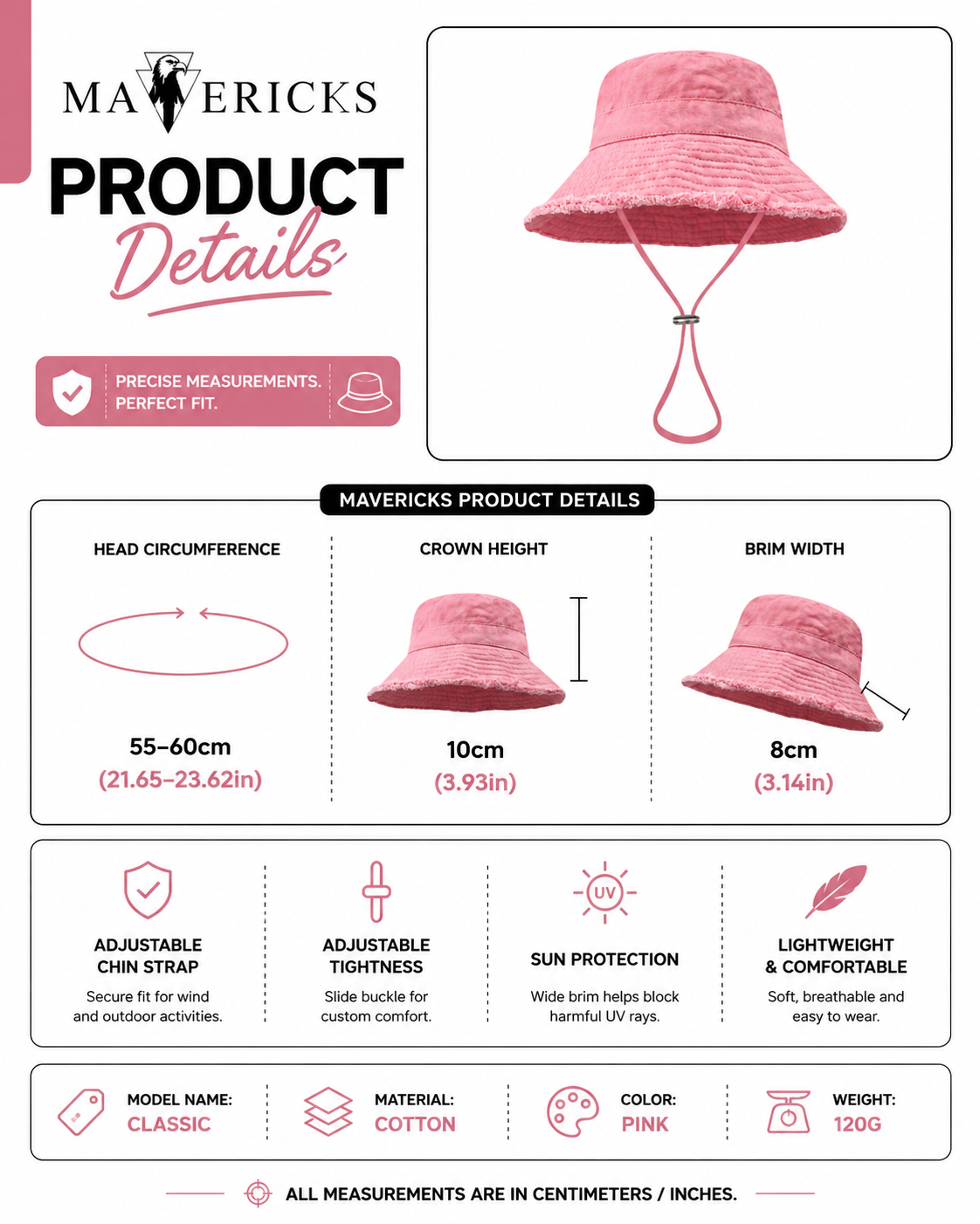 Denim Bucket Hat in Rose Pink
