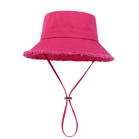 Denim Bucket Hat in Rose Pink