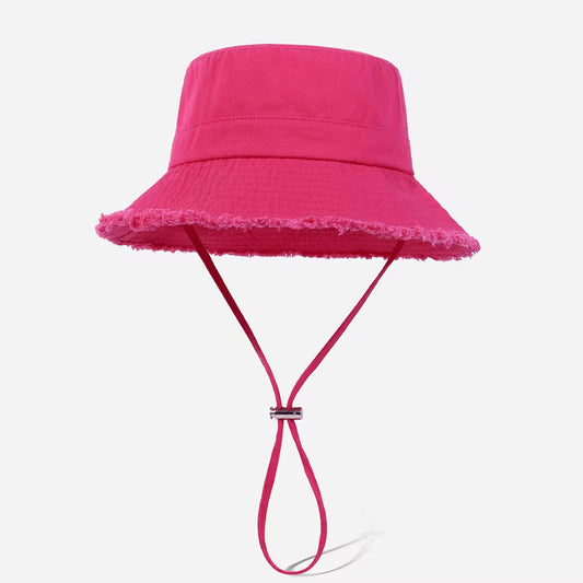 Denim Bucket Hat in Rose Pink